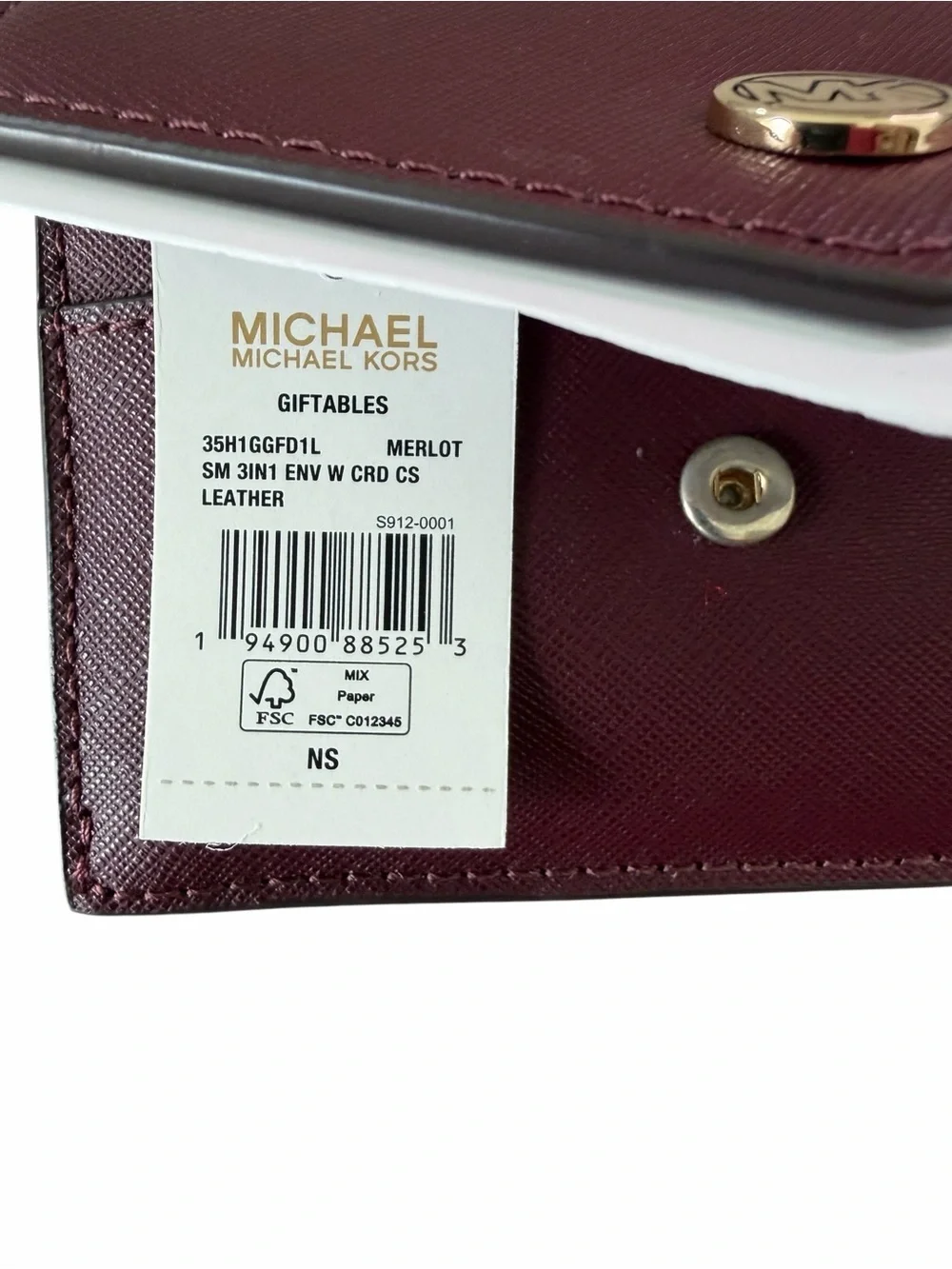 Michael Kors Merlot Leather Envelope Style  Card Holder